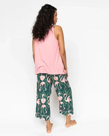 Cyberjammies Ivy Womens Flamingo Print Wide Leg Cropped Pyjama Bottoms