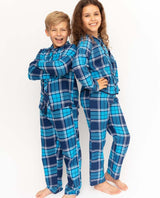 Cyberjammies Kids Unisex Brushed Blue Check Pyjama Set