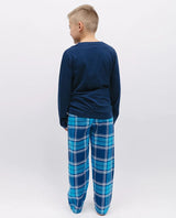 Cyberjammies Kids Unisex Jersey T-shirt and Blue Check Pyjama Set