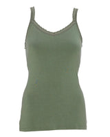 Cyberjammies Lea Womens Lace Trim Jersey Hidden Support Vest in Sage Green