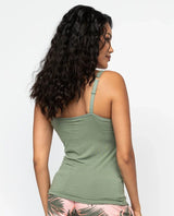 Cyberjammies Lea Womens Lace Trim Jersey Hidden Support Vest in Sage Green