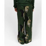 Cyberjammies Leopard Print Wide Leg Pyjama Pant In Olive