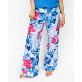Cyberjammies Lyla Floral Print Wide Leg Pyjama Bottoms In Blue