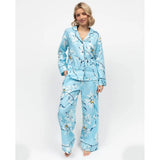 Cyberjammies Madelyn Floral Print Wide Leg Pyjama Bottoms In Blue