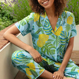 Cyberjammies Paige Pineapple Printed Jersey Cropped Pyjama Bottoms