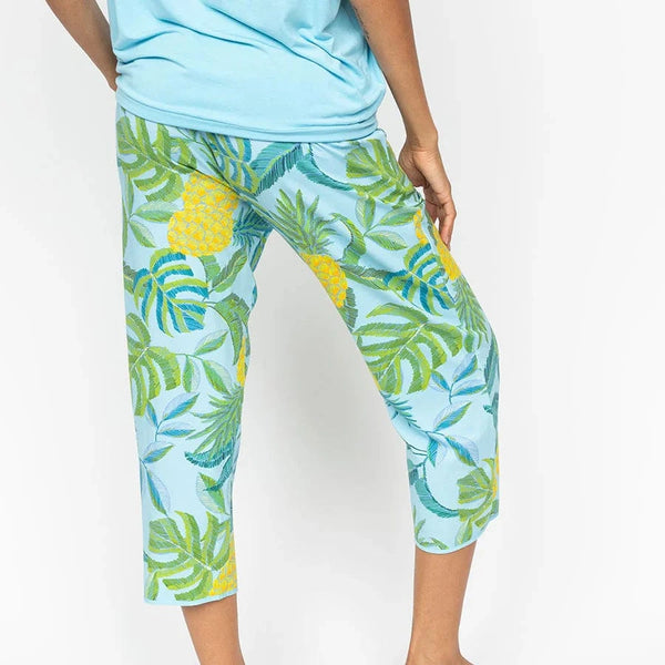 Cyberjammies Paige Pineapple Printed Jersey Cropped Pyjama Bottoms