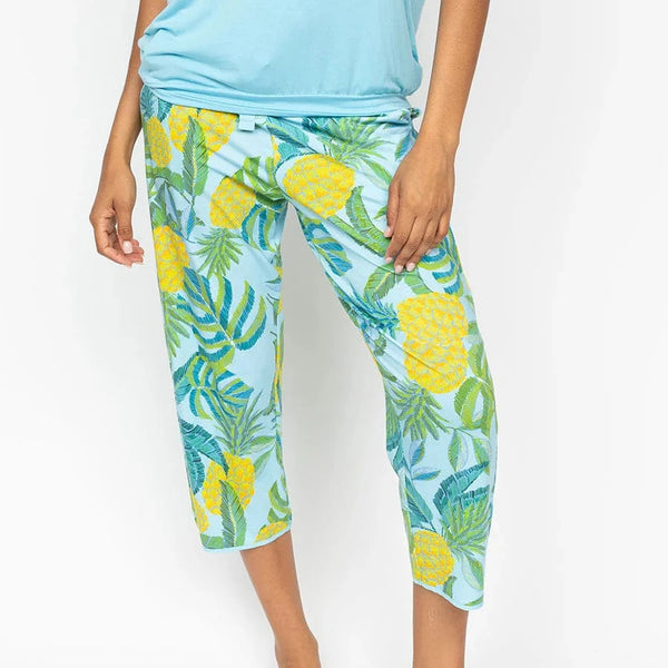 Cyberjammies Paige Pineapple Printed Jersey Cropped Pyjama Bottoms