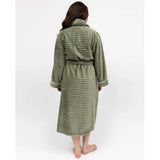 Cyberjammies Striped Fleece Dressing Gown In Sage