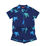 Francesca Ashley Girls Turtle Print Shorty Set In Navy