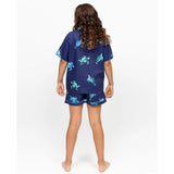 Francesca Ashley Girls Turtle Print Shorty Set In Navy