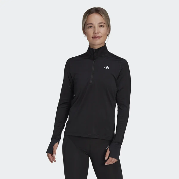 Adidas Women's Fast Running Half-Zip Long Sleeve Top In Black