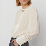 DAY Birger ét Mikkelsen Logan Cotton Silk Texture Blouse Vanilla Ice