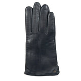 Dents - Maria Touchscreen Single-Point Faux Fur-Lined Leather Gloves In Navy