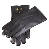 Dents - Mendip Men's Three-Point Wool-Lined Leather Officer's Gloves In Black