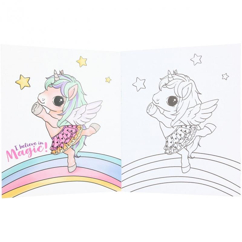 Licorne à Peindre Depesche Ylvi-Colour Your Unicorn - Figurine Floquée Lavable - 4 Feutres Inclus