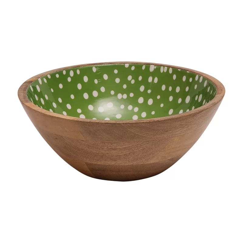 Dexam Sintra Mango Wood Spotted Salad Bowl in Green