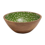 Dexam Sintra Mango Wood Spotted Salad Bowl In Green