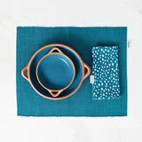 Dexam Sintra Recycled Cotton Spotted Napkin and Placemat Set In Ink Blue