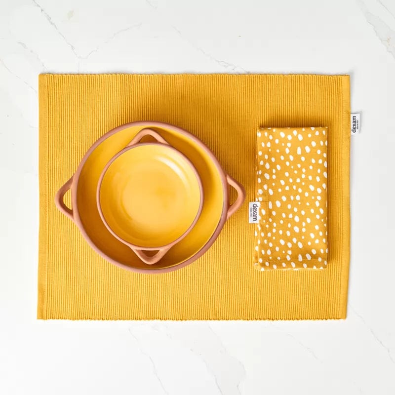 Dexam Sintra Recycled Cotton Spotted Napkin and Placemat Set in Ochre
