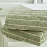 Deyongs Malmo Stripe Bath Towel In Sage Biscuit