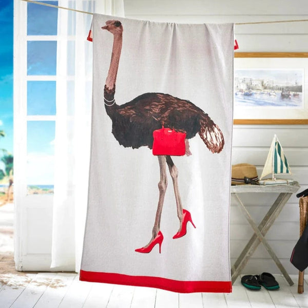 Deyongs Ostrich Printed Velour 75x150cm Cotton Beach Towel