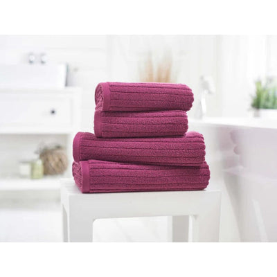 Deyongs Rialto Ribbed Zero Twist Cotton Bath Towels In Cerise
