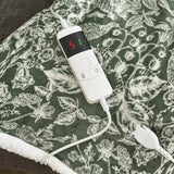 Deyongs Secret Garden Green Printed Fleece Electric Heated Throw 140x180cm