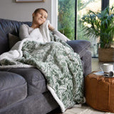 Deyongs Secret Garden Green Printed Fleece Electric Heated Throw 140x180cm