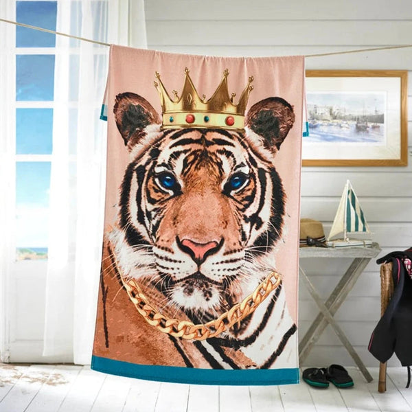 Deyongs Tiger Printed Velour 75x150cm Cotton Beach Towel