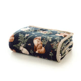 Deyongs Woodland Wildlife Fleece Throw In Navy, 140x180cm