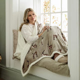 Deyoungs Sterling Stag Mocha Electric Heated Throw Blanket In Sherpa, 140x180cm