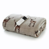 Deyoungs Sterling Stag Mocha Electric Heated Throw Blanket In Sherpa, 140x180cm
