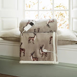 Deyoungs Sterling Stag Mocha Electric Heated Throw Blanket In Sherpa, 140x180cm