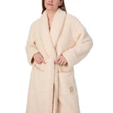 DKNY Chill In Style Cosy Sherpa Fleece Robe Dressing Gown In Silk Cocoon