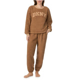 DKNY Chill In Style Top Jogger Set In Tan