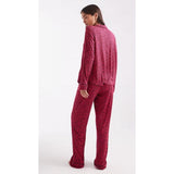 DKNY Folded Notch Top And Pant Sleep Set In Fig Letter Logo