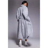 DKNY Long Sleeve Robe In Iron Gate Frosted Sherpa