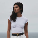 Free People We The Free Protagonist Cropped Cap Sleeve Tee In White