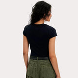 Free People - We The Free Protagonist Cropped Cap Sleeve Tee In Black