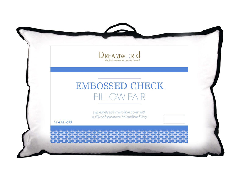 Dreamworld Embossed Check Luxury Spiral Fibre Pillow Pair