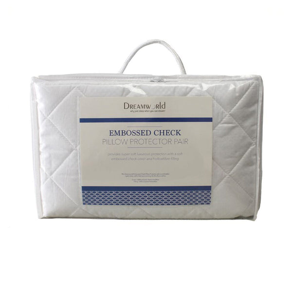 Dreamworld Embossed Check Pillow Protector Pair