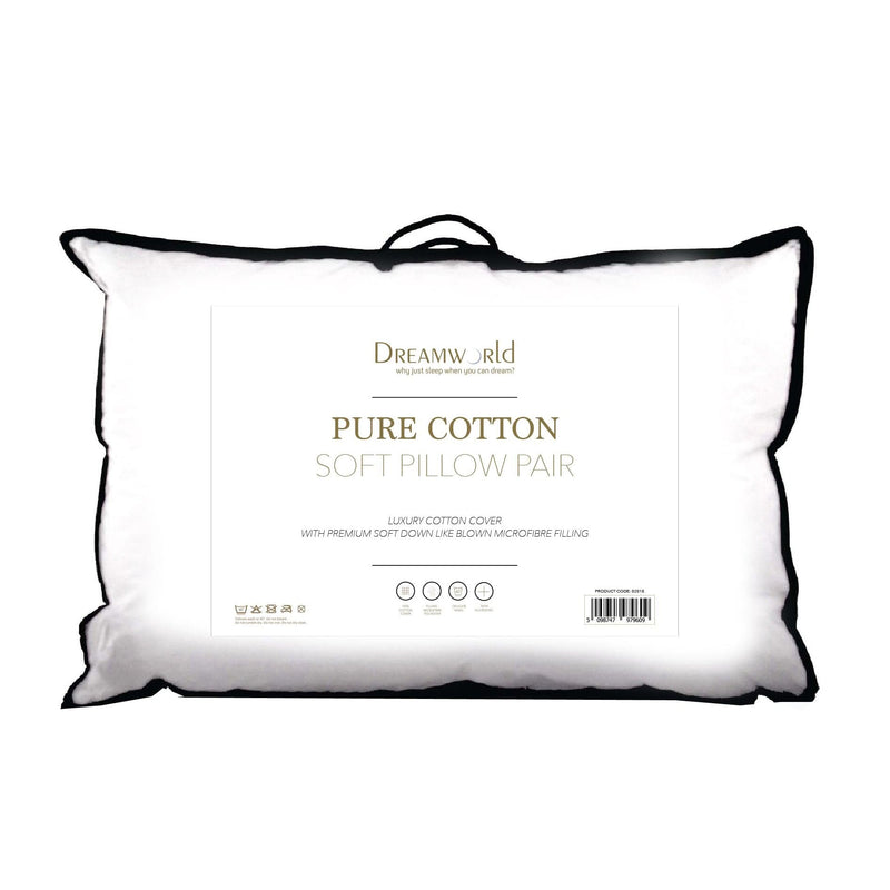 Dreamworld Pure Cotton Soft Pillow Pair