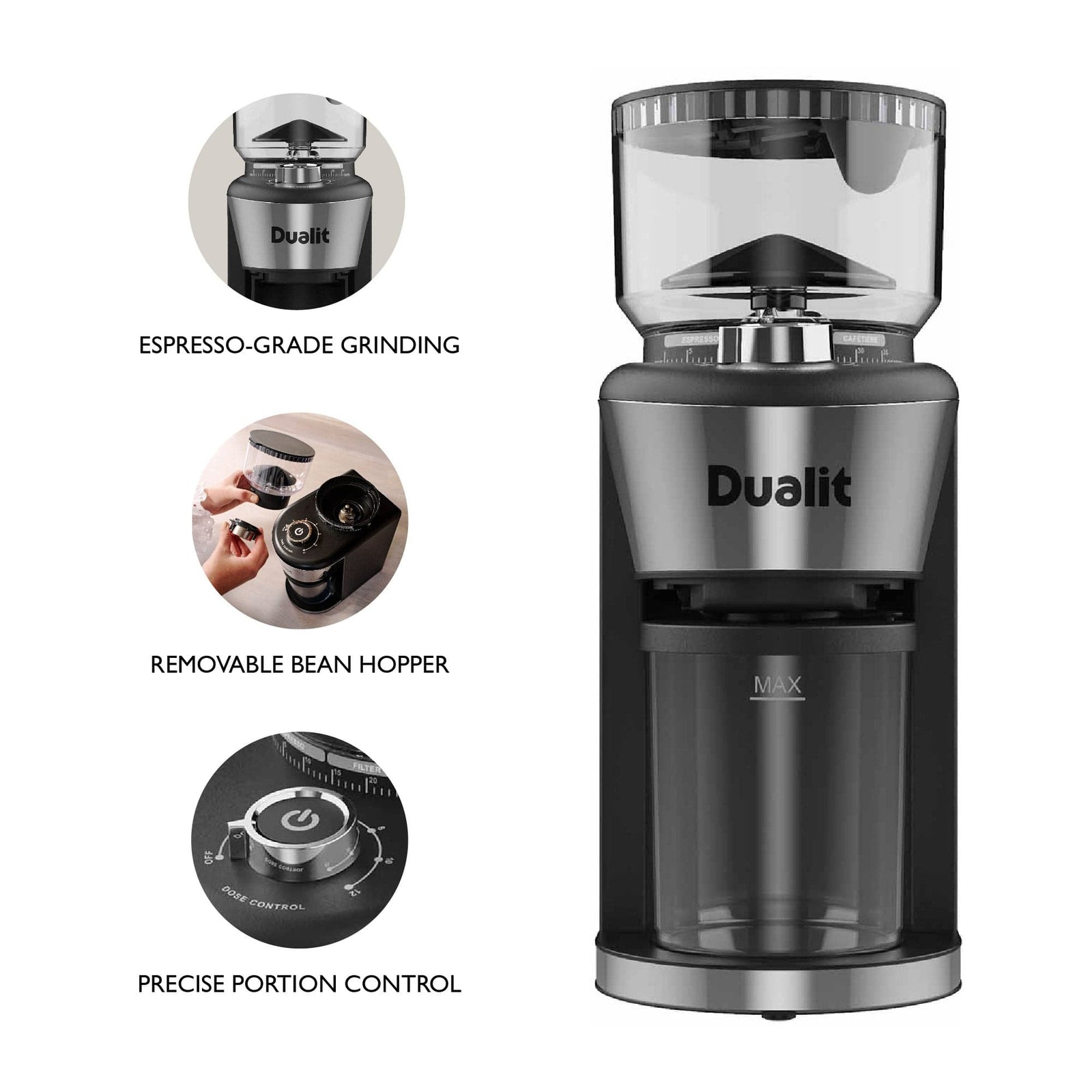 Dualit 75017 Burr Coffee Grinder in Black