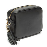 Elie Beaumont Black Camera Bag With Pink Camo Strap