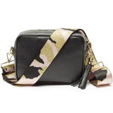 Elie Beaumont Black Camera Bag With Pink Camo Strap