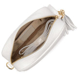 Elie Beaumont Crossbody Camera Bag Gold, Black & White Abstract Strap