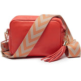 Elie Beaumont Crossbody Camera Bag Tangerine Chevron Strap