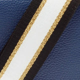 Elie Beaumont Crossbody strap In Black/ Gold/ White Stripes
