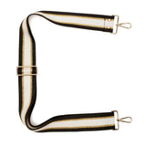 Elie Beaumont Crossbody strap In Black/ Gold/ White Stripes