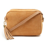 Elie Beaumont Crossbody Tassel Suede In Caramel
